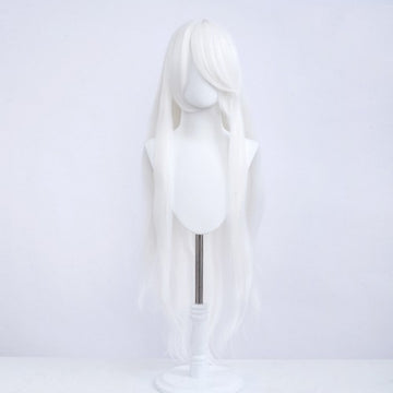 Perruque longue 100 cm - Blanche - Frange longue