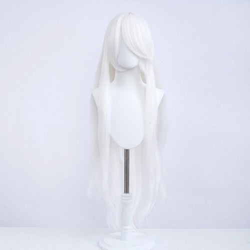 Perruque longue 100 cm - Blanche - Frange longue