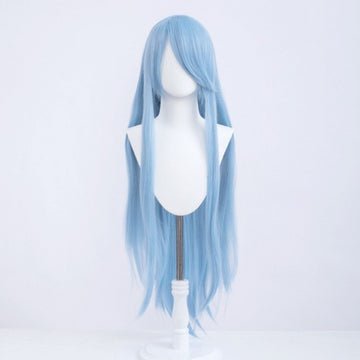 Perruque longue 100 cm - Bleu clair - Frange longue