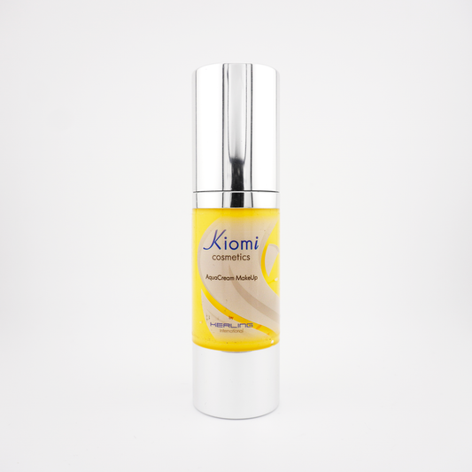 Vue avant du Bodypaint Kiomi AquaCream 30ml – Jaune (C41), sans bouchon, montrant la texture crème de la peinture corporelle à base d’eau.