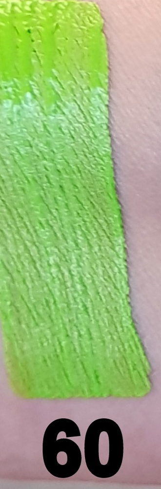 Swatch du bodypaint vert clair Kiomi C60 appliqué sur la peau – couleur lumineuse et fraîche, parfaite pour maquillages elfiques, végétaux ou printaniers.