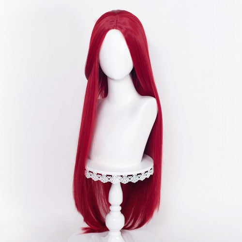 Perruque longue 100 cm - Rouge vin sans frange