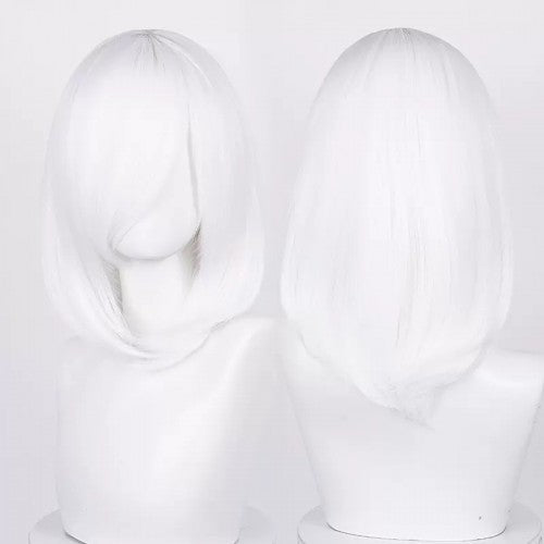 Perruque mi-longue 40 cm - Blanc Frange longue