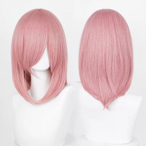 Perruque mi-longue 40 cm - Rose poudré Frange longue