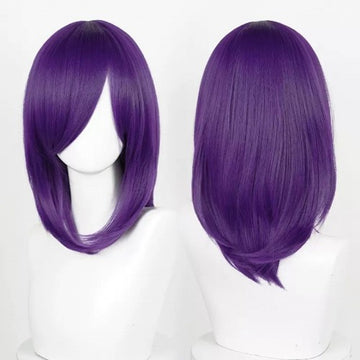 Perruque mi-longue 40 cm - Violet foncé Frange longue