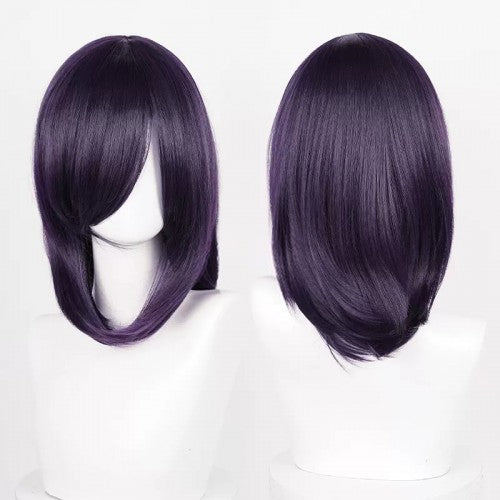 Perruque mi-longue 40 cm - Violet noir Frange longue