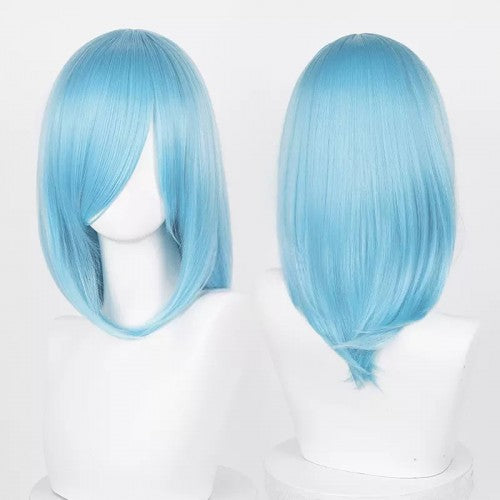 Perruque mi-longue 40 cm - Bleu Frange longue