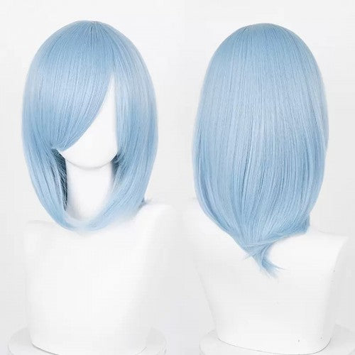 Perruque mi-longue 40 cm - Bleu clair Frange longue