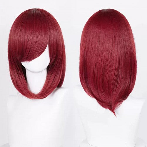 Perruque mi-longue 40 cm - Rouge vin Frange longue