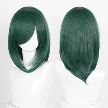 Perruque mi-longue 40 cm - Vert foncé Frange longue