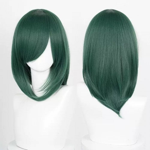 Perruque mi-longue 40 cm - Vert foncé Frange longue
