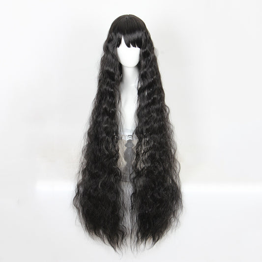 Perruque longue 120 cm - Noire - Ondulée - vue 1