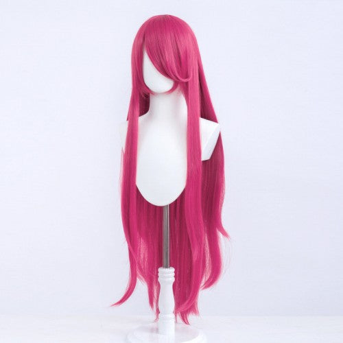 Perruque longue 100 cm - Fushia - Frange longue