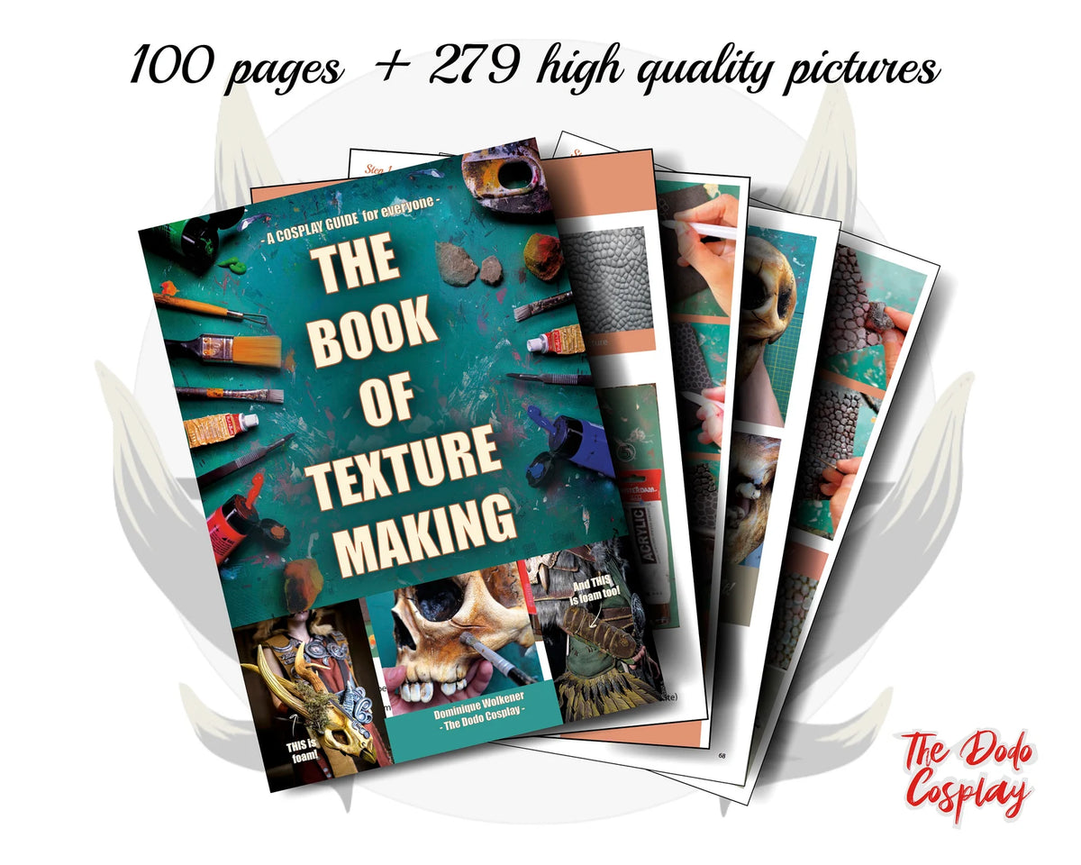 Vue sur la tranche et le nombre de pages du livre imprimé The Book of Texture Making par TheDodoCosplay