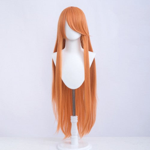Perruque longue 100 cm - Orange - Frange longue