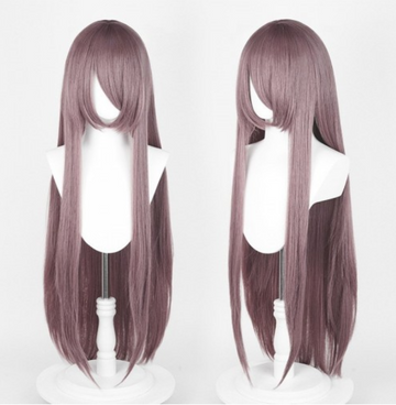Perruque longue 100 cm Mauve rosé Frange longue
