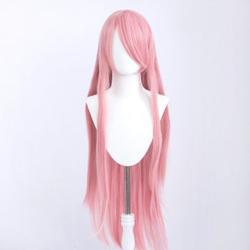 Perruque longue 100 cm - Rose - Frange longue