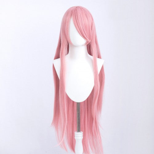Perruque longue 100 cm - Rose - Frange longue