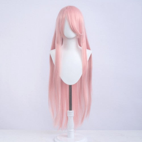 Perruque longue 100 cm - Rose clair - Frange longue