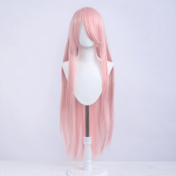 Perruque longue 100 cm - Rose clair - Frange longue