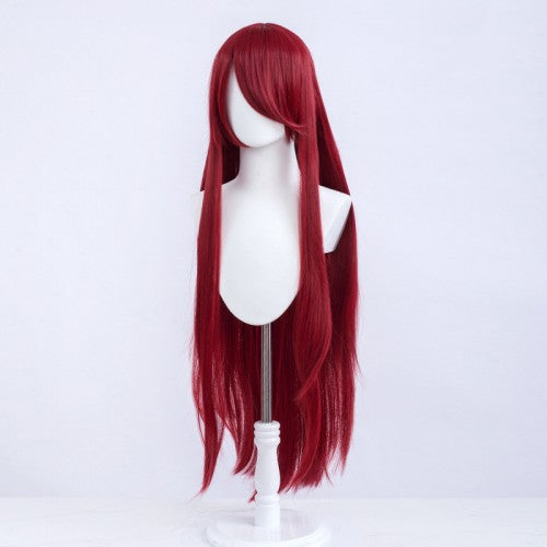 Perruque longue 100 cm - Rouge vin - Frange longue