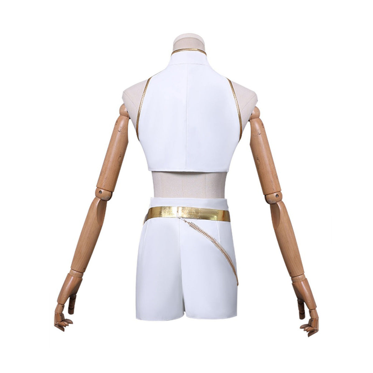 Costume Rumi Kpop Demon Hunter blanc vue arrière tenue scène Kpop