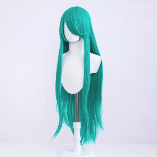 Perruque longue 100 cm - Turquoise - Frange longue