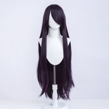 Perruque longue 100 cm - Violette/Noire - Frange longue