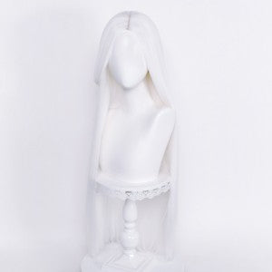 Perruque longue 100 cm - Blanche sans frange