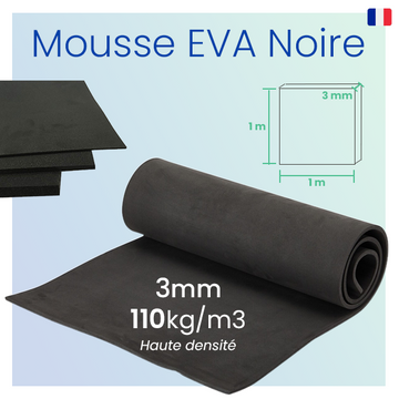 Mousse EVA 3mm - 110kg/m3 - Haute densité - 1m x 1m