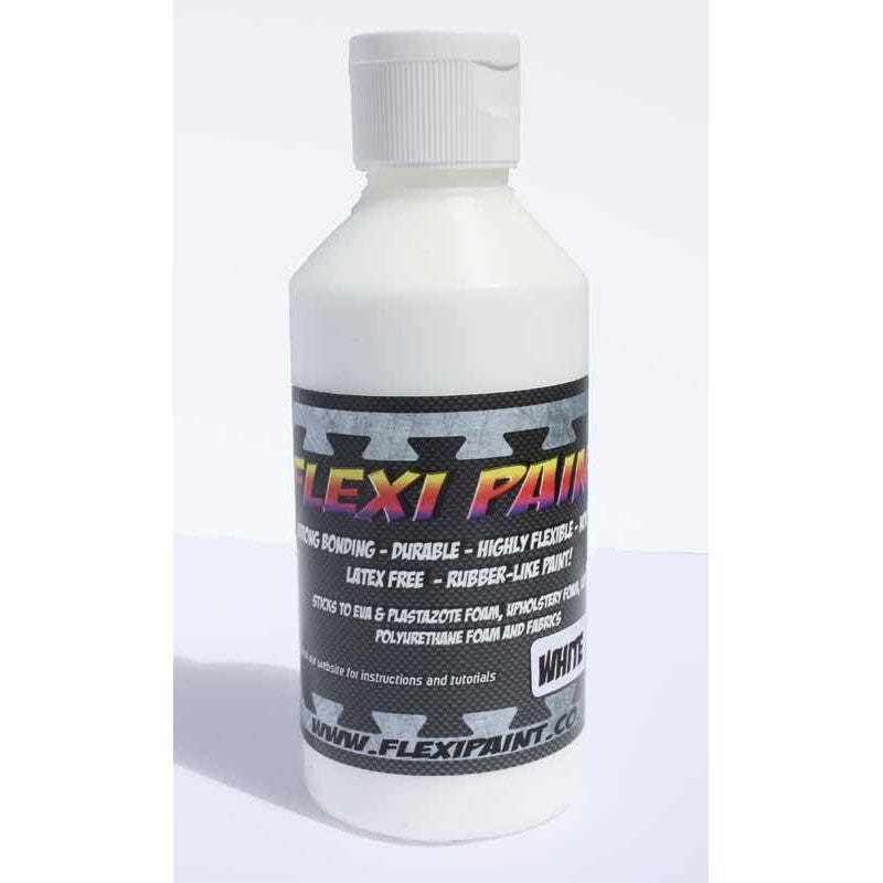 Vue de face du Flexi Paint – Blanc en format 250g, peinture blanche flexible pour mousse EVA et Worbla
